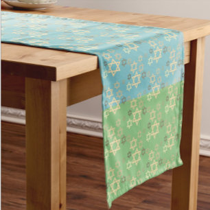 Passover Spring Green And Pale Blue Long Table Runner