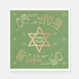 Passover Standard Napkins "Gold Jerusalem" Pattern