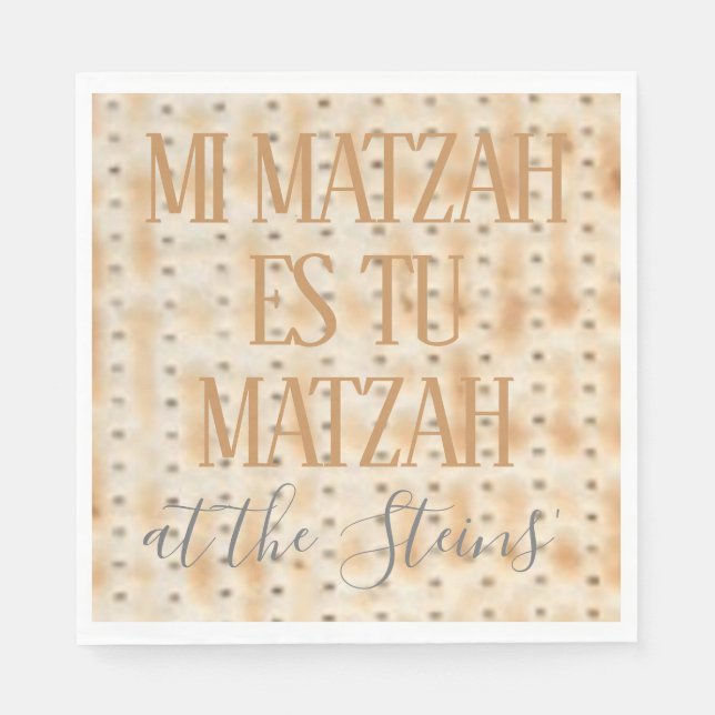 Passover Standard Napkins Mi Matzah Pattern (Front)