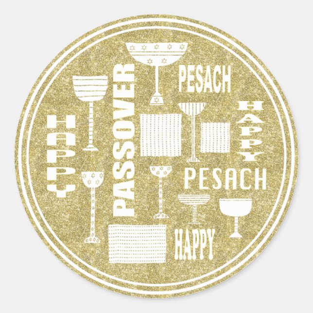 Passover Sticker Circle "Happy Passover Wine" (Front)
