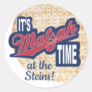 Passover Sticker Round "It's Matzah Time"