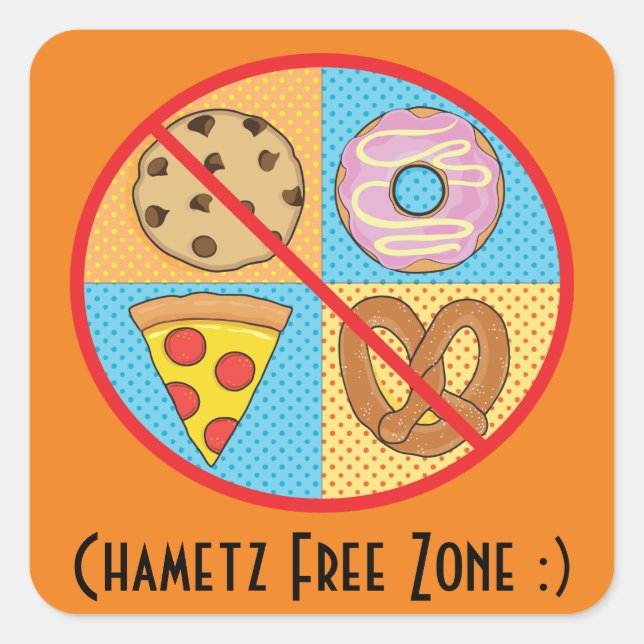 Passover Sticker Square "Chametz Free Zone" (Front)