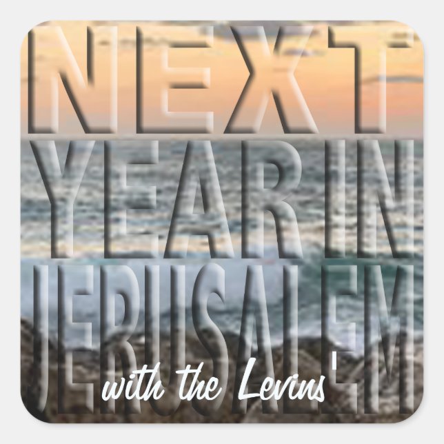 Passover Stickers Square "Jerusalem Beach" (Front)