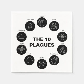 Passover The 10 Plagues Black and White Seder Napkin