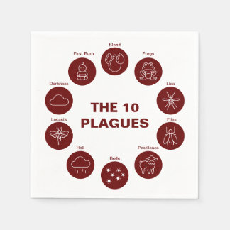 Passover The 10 Plagues Red and White Seder Napkin