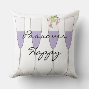 Passover Throw Pillow 20" "Wine & Frog"