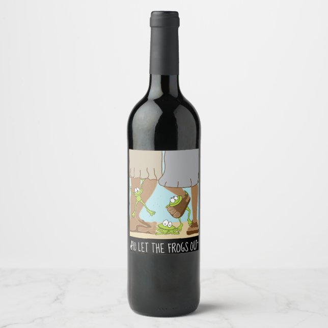 Passover Wine Bottle Label Who let the frogs out? (Front)