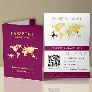 Passport 21st Birthday Legal Drinking party Announcement