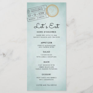 Passport Cancellation Stamps Destination Wedding Menu