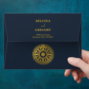 Passport Compass Wedding 5x7 Wedding Invitation Envelope