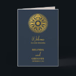 Passport Compass Wedding Order of Service Program<br><div class="desc">A navy blue destination wedding passport design with gold compass and travel elements. This design is ideal for all Spring, Summer, Fall and Winter destination weddings. An elegant navy blue and gold wedding travel design with a passport layout. A modern destination wedding order of service program design with elegant elements....</div>