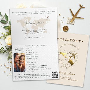 Passport Cover Plane Caribbean Destination Wedding Invitation