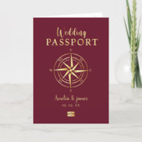 Passport Destination Compass Wedding Faux gold