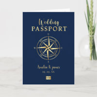 Passport Destination Compass Wedding Faux gold