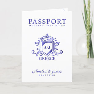 Passport Destination Santorini Greece Wedding Invitation