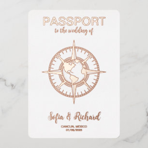 Passport Destination Wedding Gold Foil World Map