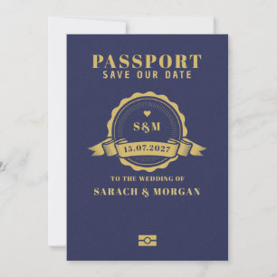 Passport Destination Wedding Monogram Save The Date