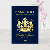 Passport Destination Wedding real Foil invitation