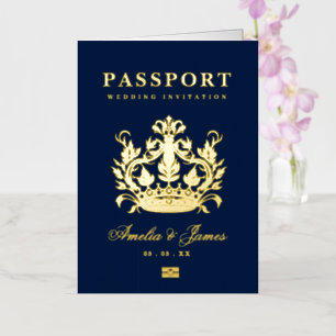 Passport Destination Wedding real Foil invitation