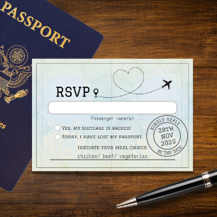 Passport Destination Wedding  RSVP Card