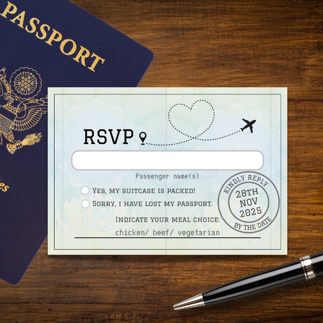 Passport Destination Wedding  RSVP Card (Creator Uploaded)