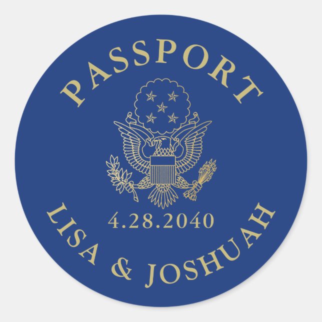 Passport Emblem Travel Theme Seal Favour Label (Front)