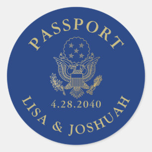 Passport Emblem Travel Theme Seal Favour Label