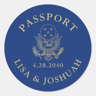 Passport Emblem Travel Theme Seal Favour Label