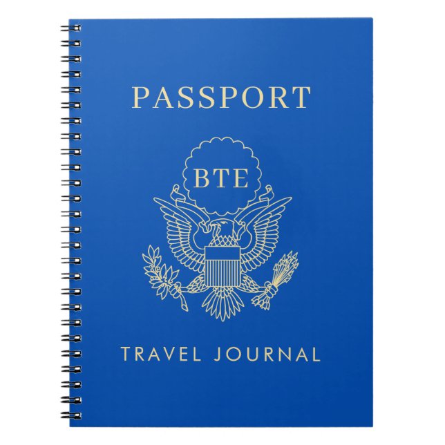Passport Monogram Custom Text and Colours Notebook (Front)