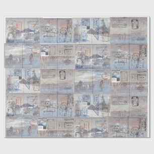 Passport pagest with stamps Wrapping Paper