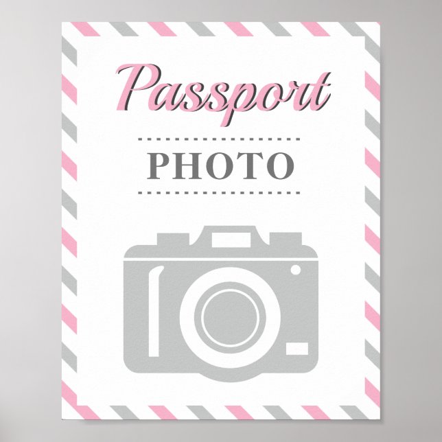 Passport Photo Booth Airplane Travel Party Theme Poster (Front)