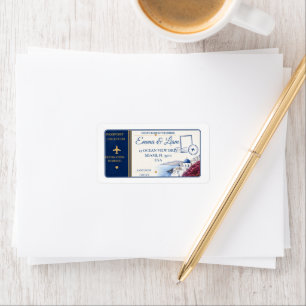 Passport Santorini Destination Wedding Address Lab Label