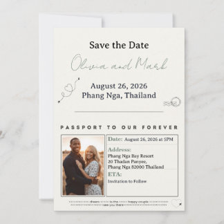 Passport Save the Date – Sage & Beige | Rustic Invitation
