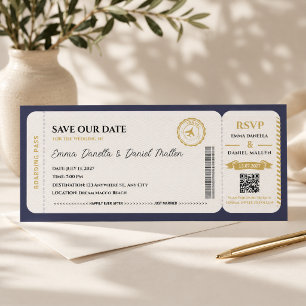 Passport Save the Date Wedding Destination Travel 