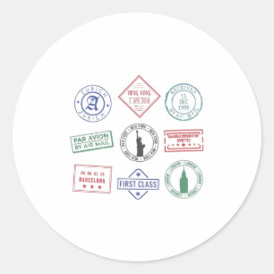 Passport Stamp Classic Round Sticker