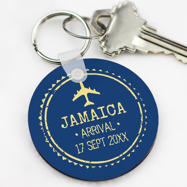 Passport Stamp Jamaica Destination Wedding Blue Key Ring (Passport Stamp Jamaica Destination Wedding Blue Keychain
)
