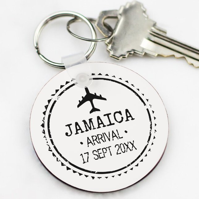 Passport Stamp Jamaica Destination Wedding Favour Key Ring (Passport Stamp Jamaica Destination Wedding Favor Keychain
)