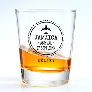 Passport Stamp Jamaica Destination Wedding Shot Glass