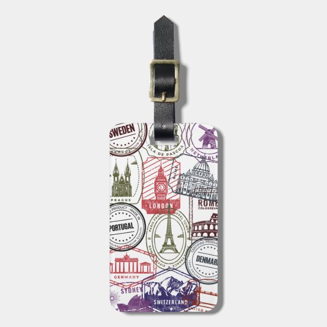 Passport Stamp Luggage Tag (Front Vertical)