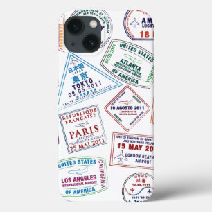 Passport Stamp Pattern Print iPhone 13 Case