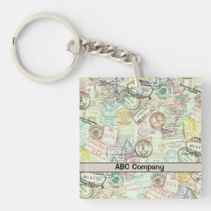 Passport Stamp Print Keychain