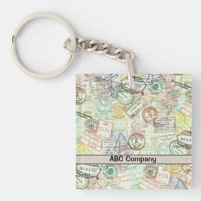 Passport Stamp Print Keychain (Front)