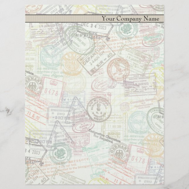 Passport Stamp Print Letterhead (Front)