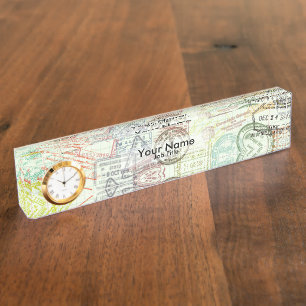 Passport Stamp Print Name Plate