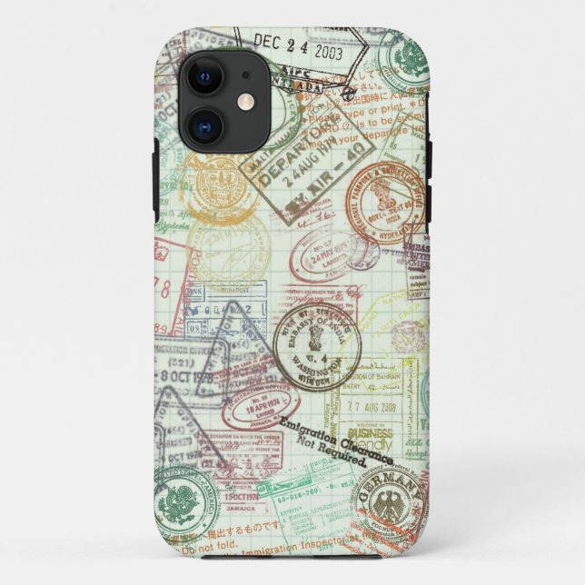 Passport Stamp Print Phone Case (Back)