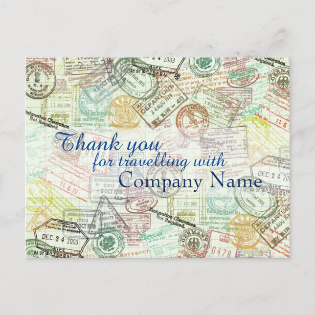 Passport stamp Travel PostCard-Thank you Postcard (Front)