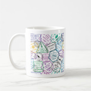 Passport Stamps Addict Retro World Traveler Coffee Mug