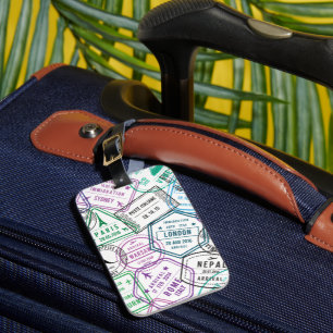 Passport Stamps Addict Retro World Traveler Luggage Tag