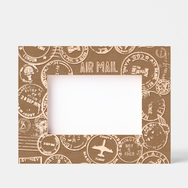 Passport Stamps Design Etched Picture Frame (Front)