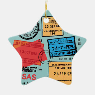 Passport Stamps Design Ornament